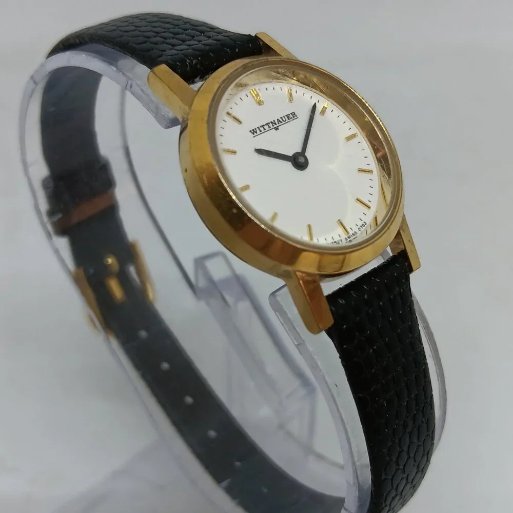 Wittnauer JV2527 Women's 24mm Gold Tone White Dial Swiss Quartz Watch NEW BATT